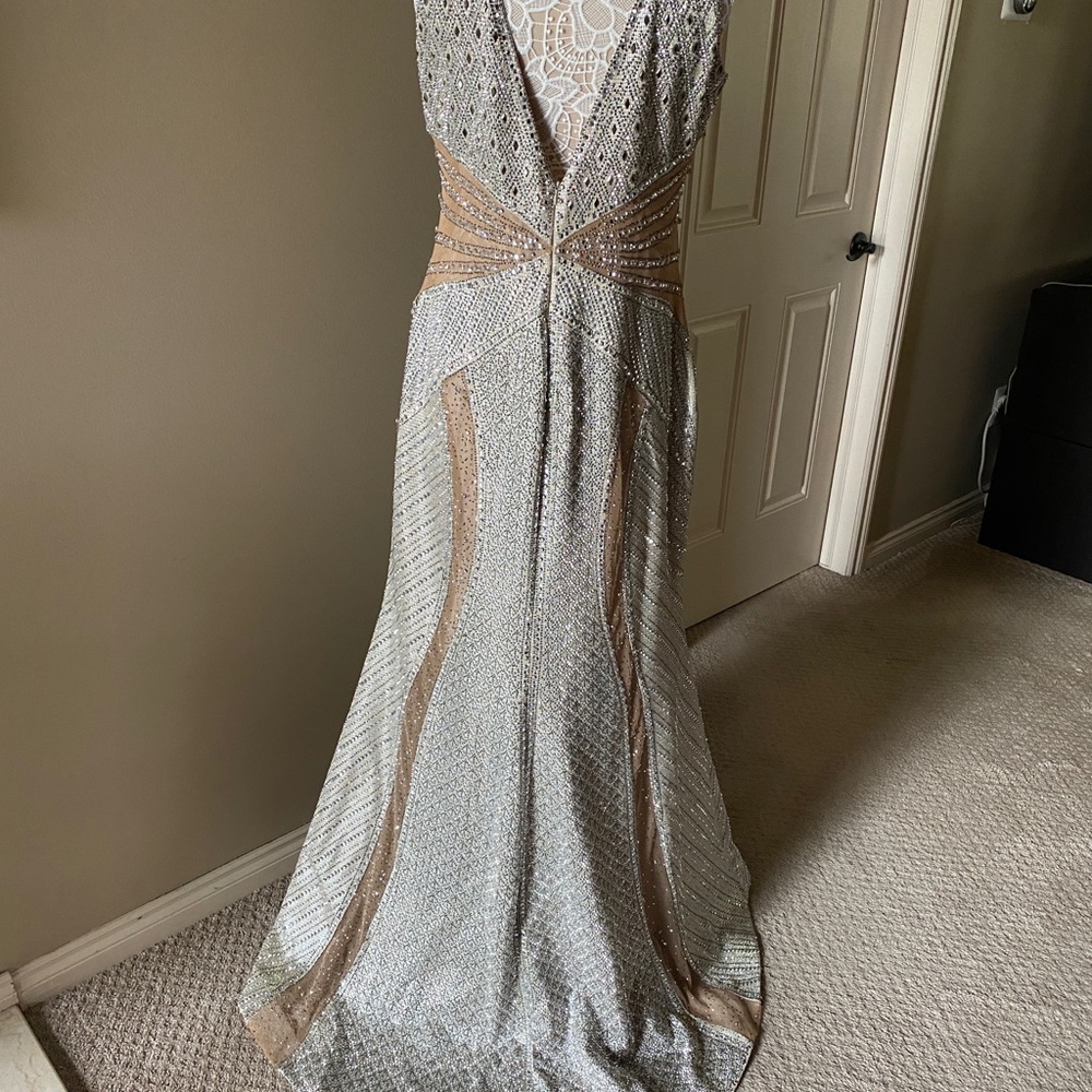 NEW Od Rica Silver Champagne Crystal Sparkling Rhinestone Wedding Evening Dress - Picture 3 of 16